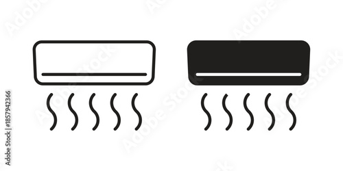 Air conditioner icons. Outline and filled icons. Vector Graphic. EPS 10