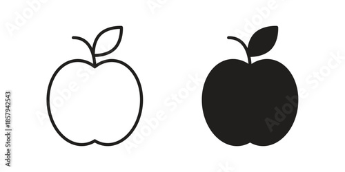 Apple icons. Outline and filled icons. Vector Graphic. EPS 10