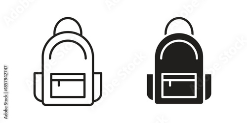 Backpack icons. Outline and filled icons. Vector Graphic. EPS 10