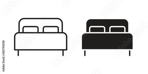Bed icons. Outline and filled icons. Vector Graphic. EPS 10
