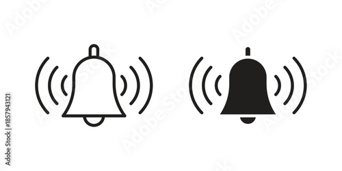Bell ring icons. Outline and filled icons. Vector Graphic. EPS 10