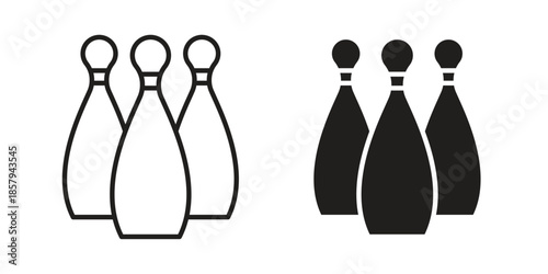 Bowling icons. Outline and filled icons. Vector Graphic. EPS 10