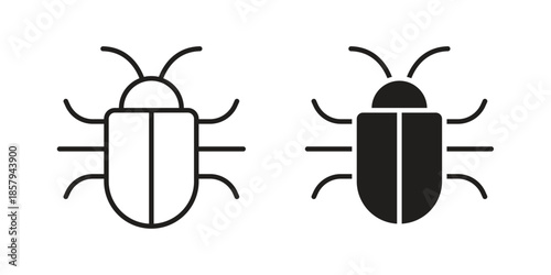 Bug icons. Outline and filled icons. Vector Graphic. EPS 10