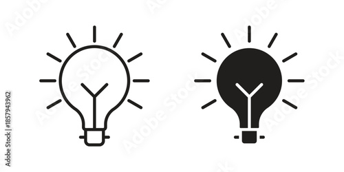 Bulb icons. Outline and filled icons. Vector Graphic. EPS 10