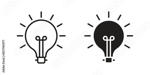 Bulb icons. Outline and filled icons. Vector Graphic. EPS 10
