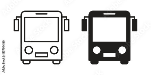 Bus icons. Outline and filled icons. Vector Graphic. EPS 10