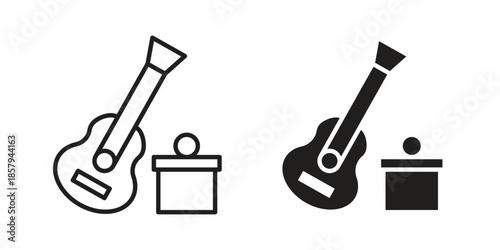 Busking icons. Outline and filled icons. Vector Graphic. EPS 10