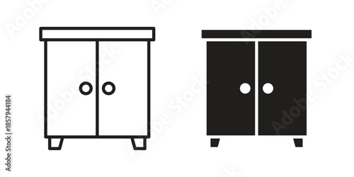 Cabinet icons. Outline and filled icons. Vector Graphic. EPS 10