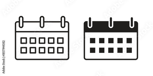 Calendar icons. Outline and filled icons. Vector Graphic. EPS 10