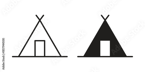 Camping icons. Outline and filled icons. Vector Graphic. EPS 10