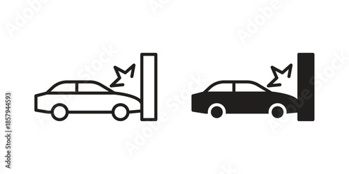 Car crash icons. Outline and filled icons. Vector Graphic. EPS 10