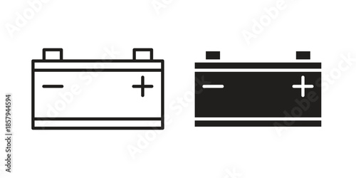 Car battery icons. Outline and filled icons. Vector Graphic. EPS 10