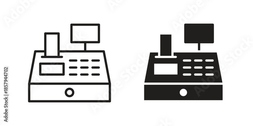 Cash register icons. Outline and filled icons. Vector Graphic. EPS 10
