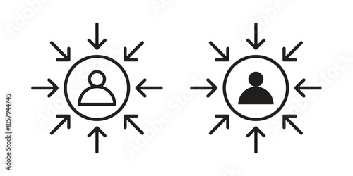 Centric consumer icons. Outline and filled icons. Vector Graphic. EPS 10