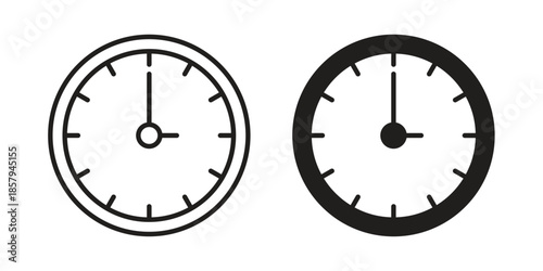 Clock icons. Outline and filled icons. Vector Graphic. EPS 10
