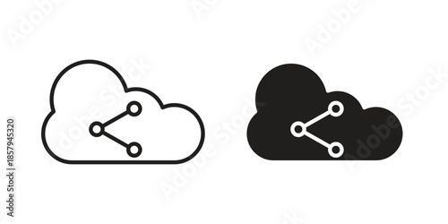 Cloud share icons. Outline and filled icons. Vector Graphic. EPS 10