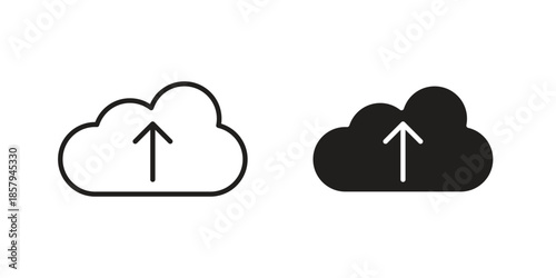 Cloud upload icons. Outline and filled icons. Vector Graphic. EPS 10