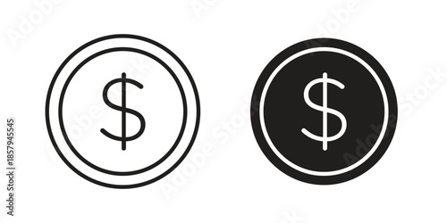 Coin icons. Outline and filled icons. Vector Graphic. EPS 10