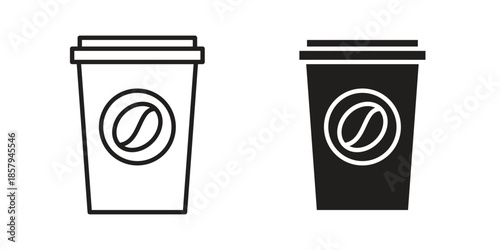 Coffee icons. Outline and filled icons. Vector Graphic. EPS 10