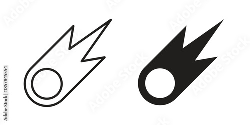 Comet icons. Outline and filled icons. Vector Graphic. EPS 10