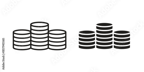Coins icons. Outline and filled icons. Vector Graphic. EPS 10