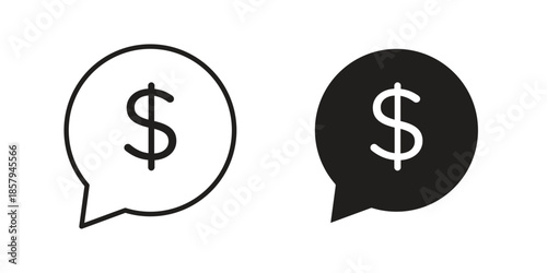 Comment dollar icons. Outline and filled icons. Vector Graphic. EPS 10