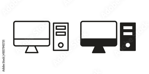 Computer icons. Outline and filled icons. Vector Graphic. EPS 10