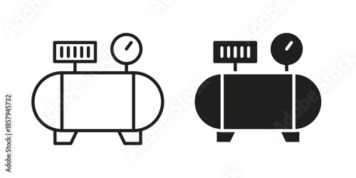 Compressor icons. Outline and filled icons. Vector Graphic. EPS 10