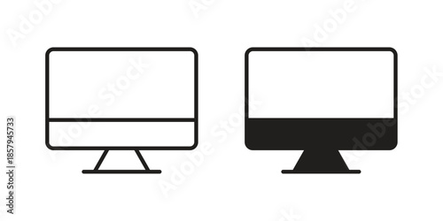 Computer screen icons. Outline and filled icons. Vector Graphic. EPS 10