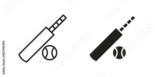 Cricket icons. Outline and filled icons. Vector Graphic. EPS 10