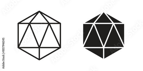 Dice d20 icons. Outline and filled icons. Vector Graphic. EPS 10