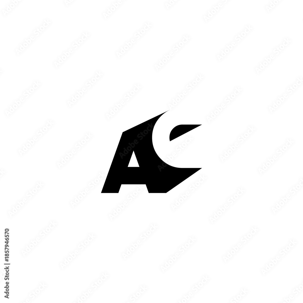 Obraz premium AC Negative Space Monogram Logo – Modern Minimal Lettermark Design