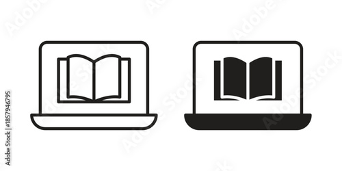 E learning icons. Outline and filled icons. Vector Graphic. EPS 10