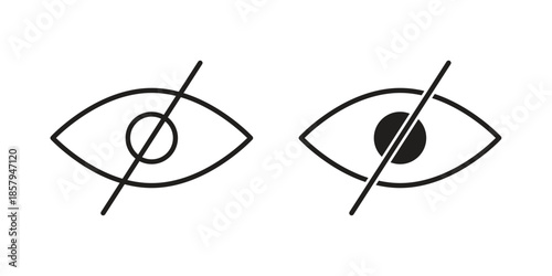 Eye crossed icons. Outline and filled icons. Vector Graphic. EPS 10