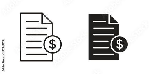 File invoice icons. Outline and filled icons. Vector Graphic. EPS 10