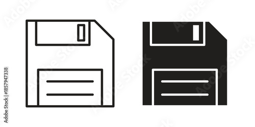 Floppy disk icons. Outline and filled icons. Vector Graphic. EPS 10