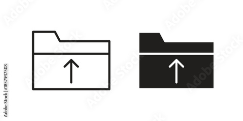 Folder upload icons. Outline and filled icons. Vector Graphic. EPS 10