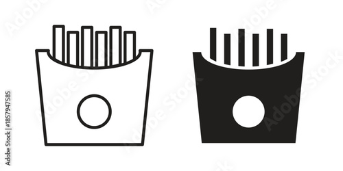 French-fries icons. Outline and filled icons. Vector Graphic. EPS 10