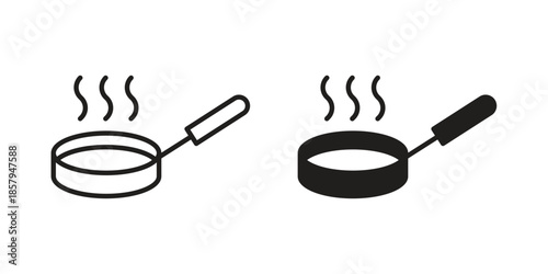 Frying pan icons. Outline and filled icons. Vector Graphic. EPS 10