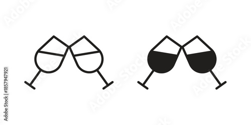 Glass-cheers icons. Outline and filled icons. Vector Graphic. EPS 10