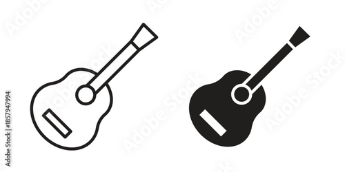 Guitar icons. Outline and filled icons. Vector Graphic. EPS 10