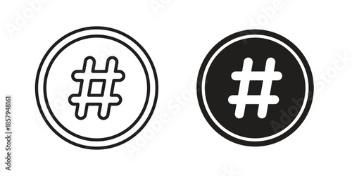 Hashtag icons. Outline and filled icons. Vector Graphic. EPS 10