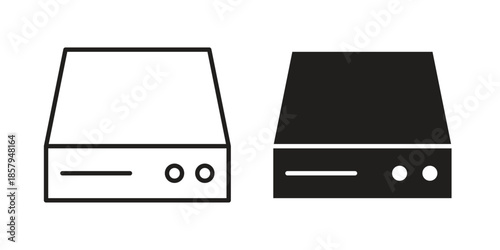 Hard Disk icons. Outline and filled icons. Vector Graphic. EPS 10