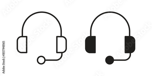 Headset icons. Outline and filled icons. Vector Graphic. EPS 10
