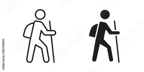 Hiking icons. Outline and filled icons. Vector Graphic. EPS 10