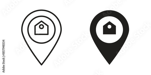 Home location icons. Outline and filled icons. Vector Graphic. EPS 10