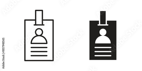 ID badge icons. Outline and filled icons. Vector Graphic. EPS 10