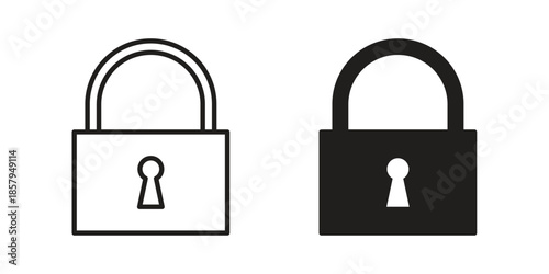 Lock icons. Outline and filled icons. Vector Graphic. EPS 10