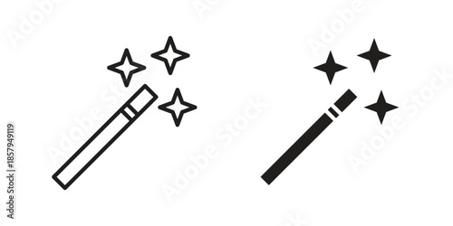 Magic wand icons. Outline and filled icons. Vector Graphic. EPS 10