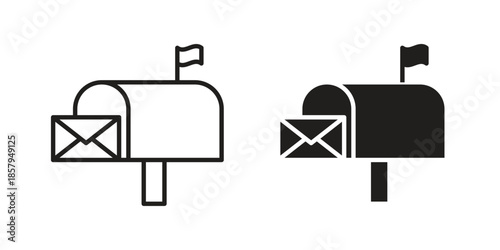 Mailbox icons. Outline and filled icons. Vector Graphic. EPS 10